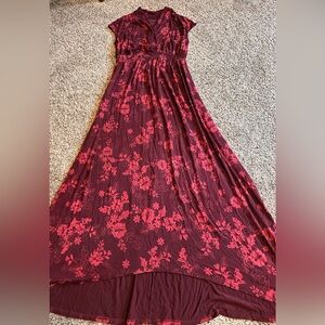 Isabel Maroon Maternity Floral Dress